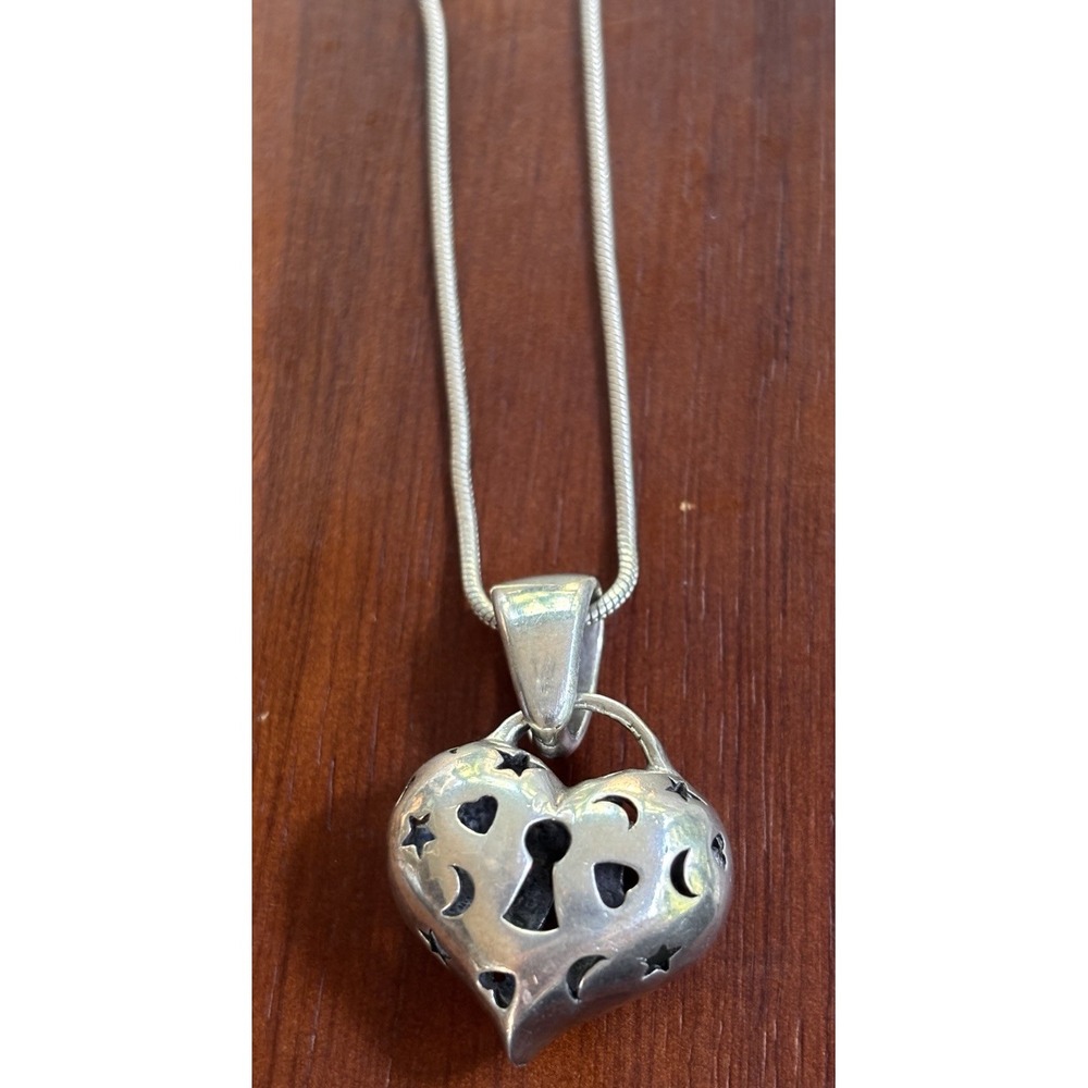 Sterling Silver Heart Pendant and 925 Sterling Chain 12.5 Grams 16"
